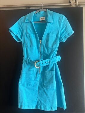 Show Me Your MuMu Bright Turquoise Mini Dress with Belt